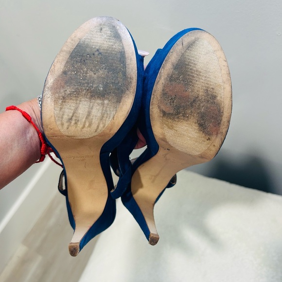 Nine West heels, shoes, size 7, blue, heel 5”, Worn once, good condition. - Picture 5 of 10